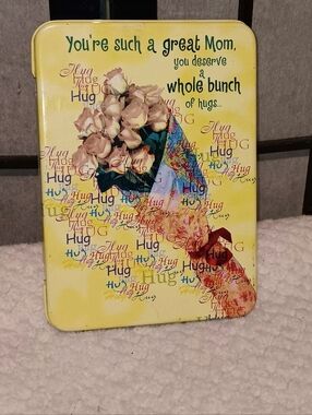 Mother's Day Decorative Tin with Floral Bouquet Design - Yellow